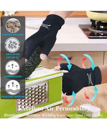 Buy 2 Pairs Copper Arthritis Gloves for Women & Men - Fingerless Compression Gloves for Pain Relief Carpal Tunnel Typing Support - Small Size Black - Buy Online on GoSupps.com