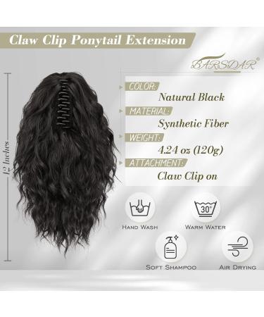 BARSDAR 30cm Clawed Clip Ponytail Extension - Wavy Black Multi-Layered Synthetic Hair for Women - Buy Online on GoSupps.com
