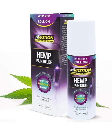 Inmotion Hemp Roll On for Pain - Premium Ultra Strength Fast Acting, Long Lasting, Odorless Hemp Oil Roll On Pain Reliever for Joint, Muscle, & Back