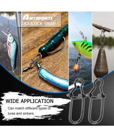 AMYSPORTS High Strength Fishing Snap Clip Duo Lock Snap Swivel | Stainless Quick Change Snaps | Solid Black Nickel | 66lb | 100pcs - Buy Online on GoSupps.com