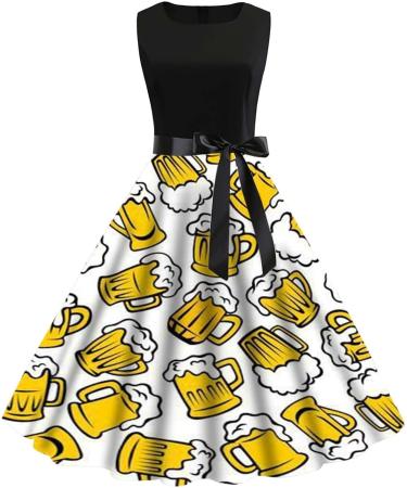 Robe Dirndl sans manches pour femme - Imprim tasse de bi re - Robe traditionnelle traditionnelle de carnaval - Avec ceinture amovible - l gante robe de soir e Dirndl S Blanc. - Buy Online on GoSupps.com