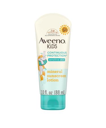 Aveeno Kids Continuous Protection Sensitive Skin Zinc Oxide Mineral Sunscreen Lotion for Children's - 3 Fl Oz.