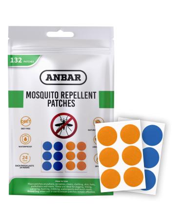Anbar Mosquito Repellent Patches for Kids and Adults 132 Patch Set Small Waterproof Stickers to Repel Bugs and Insects Deet Free Natural 24-Hour Protection Skin Safe