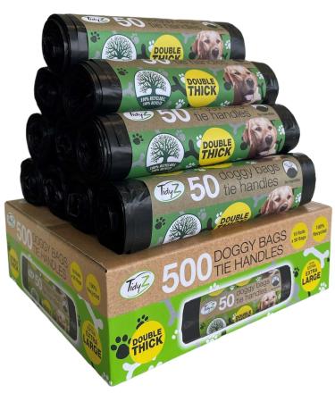 TidyZ 500 DOGGY BAGS WITH TIE HANDLES EXTRA STRONG & EXTRA LARGE (10 rolls of 50 bags) - Buy Online on GoSupps.com