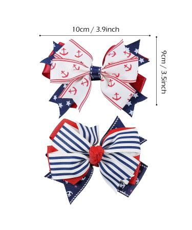 Nautical Anchor Hair Bow Clips for Patriotic Red White Blue Sailor Theme - Perfect for 4th of July Party - Baby Toddler Teen Girls Accessories - Buy Online on GoSupps.com