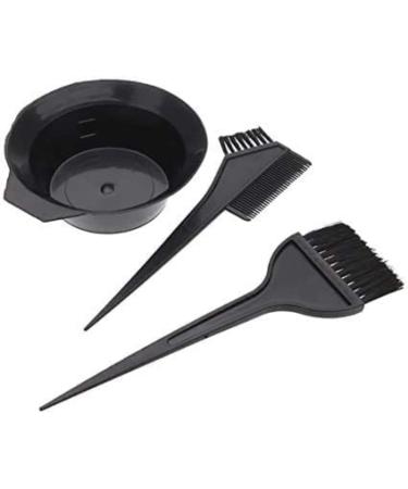 Hair Dye Set 3 Pcs Black Hair Colouring Tools Kit Brush Double sided Coloring Comb and Bleach Mixing Bowl Hairdressing & Highlighting DIY Salon Set of 3-Black