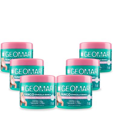 Geomar GEOMAR | White clay mud against cellulite imperfections sensitive skin 95% natural origin with tris salts (sea salt Epsom and Dead Sea) made in Italy 6 x 600 g