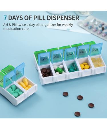 FINPAC Weekly Pill Organizer Travel Case - 7 Day AM/PM Medicine Container with Emergency Card - Emerald Green - Buy Online on GoSupps.com