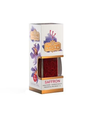 Ahura Finest Natural Saffron Threads - Pure Grade 1 All Red Saffron Spice for Tea Paella Risotto Pasta Rice Cooking - No Additives (2g Jar) - Buy Online on GoSupps.com