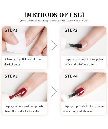 Clear Gel Nail Polish Top Coat and Base Coat 2-IN-1 Nail Varnish Long Lasting High Gloss Gel Top Coat Quick Dry Water-Based Top Coat Nail Polish No Need Cure Easy to Apply - Buy Online on GoSupps.com