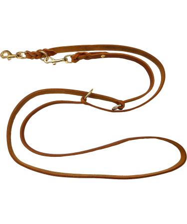 High-Quality Double Liner Leather Dog Leash for Small & Large Dogs | Adjustable 2.40m x 15mm Cognac | International Shipping - Buy Online on GoSupps.com