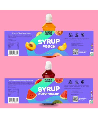 Bubble Mania Fruit Bubble Tea Syrup 4-Pack - Strawberry Green Apple Peach Watermelon | Perfect for Cocktails Ice Cream & Cakes | 500 ml Each - Buy Online on GoSupps.com