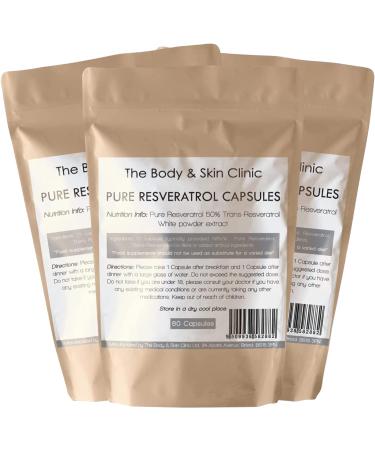 Trans Resveratrol 60 Capsules - Pure Natural - UK Manufactured - Maximum Strength for Ultimate Benefits - Zero Additives - Buy Online on GoSupps.com