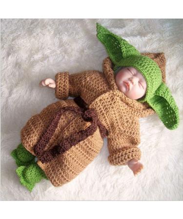 Handmade Crochet Star Wars Yoda Baby Costume Set - Newborn Photography Prop in Green - Buy Online on GoSupps.com