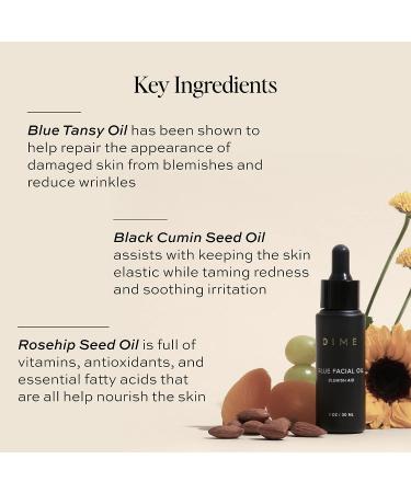 Dime Beauty Blue Facial Oil Blemish Aid for Full Face Hydration and Anti-Aging - with Blue Tansy, Black Cumin Seed, and Rosehip Oils - Buy Online on GoSupps.com