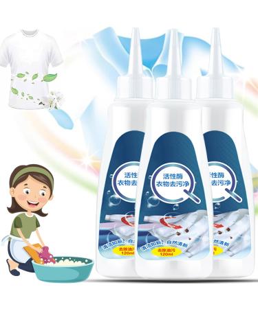Donubiiu Affectionate Stain Remover Affectionate Active Enzyme Laundry Stain Remover - White Shirt Guardian Active Enzymatic Laundry Cleaning Stubborn Stain Cleaner Oil Remover (3PCS White)