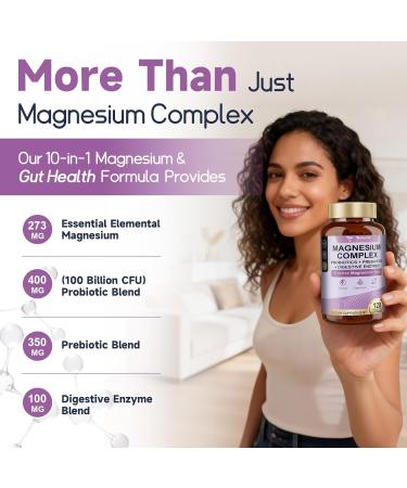 10-in-1 Magnesium Complex Supplement with Probiotics Prebiotics & Digestive Enzymes 100 Billion CFU Probiotics for Women Daily Probiotic for Muscle Sleep Calm Gut & Digestive Health Vegan Non-GMO - Buy Online on GoSupps.com