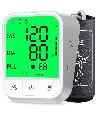 Blood Pressure Monitors, Upper Arm Blood Pressure Machine Adjustable Blood Pressure Cuff, 4.5 Inch Digital BP Cuff with Large Led Backlit Display and Automatic Stores 198 Memory A White
