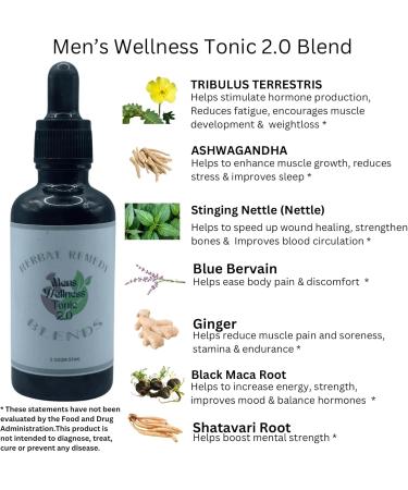 Mens Wellness Tonic 2.0 - Herbal Remedy Blend for Muscle Growth & Energy Support | Alcohol-Free Herbal Supplement - Buy Online on GoSupps.com
