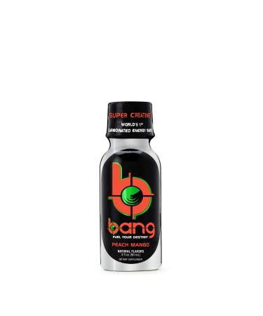 VPX (Vital Pharmaceuticals) BANG SHOT Peach Mango Carbonated Energy Shot 3 fl oz. (12 Drinks) Peach Mango 3 Fl Oz (Pack of 1)