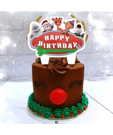 Rudolph the Red Nosed Reindeer Birthday Party Cake Topper 37Pcs Christmas Song-themed Birthday Party Supplies Cupcake Decorations for Kids - Buy Online on GoSupps.com