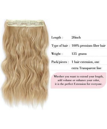 Natural Blonde 20 Inch Secret Hair Extensions Clip In - Invisible Wire Synthetic Wavy Hairpieces for Women - Buy Online on GoSupps.com