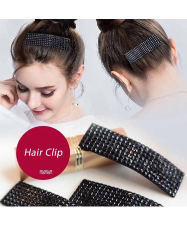 Wendalern Rhinestone Snap Hair Clip Large Crystal Hair Clip Cute Flat Hair Barrettes for Styling Sectioning Faux Diamond Side Clip Hair Accessories for Women Girls Black - Buy Online on GoSupps.com