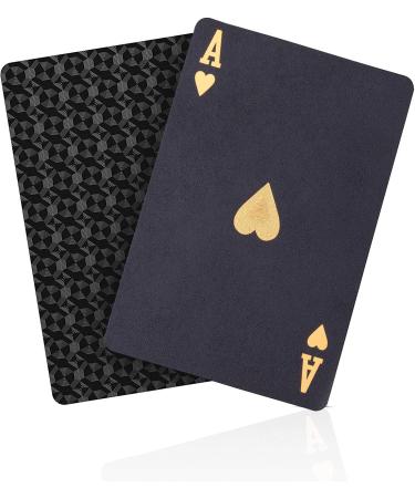 ACELION Waterproof Playing Cards, Plastic Playing Cards, Deck of Cards, Gift Poker Cards (Black)