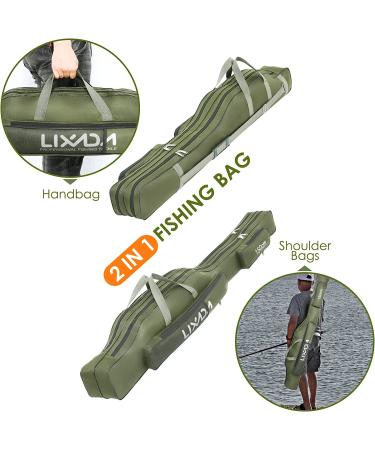 Lixada Portable Folding Fishing Rod Case 100cm Army Green - Fishing Pole Reel Storage Bag - Buy Online on GoSupps.com
