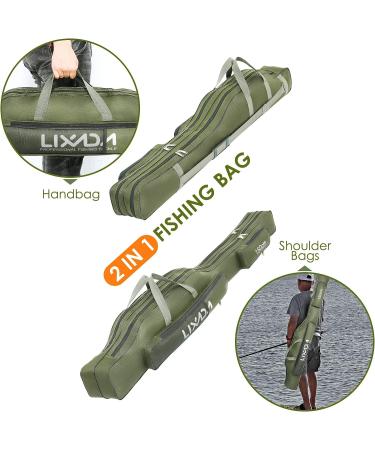 Lixada Portable Folding Fishing Rod Case - 130cm Army Green | Fishing Pole Storage Bag & Organizer - Buy Online on GoSupps.com