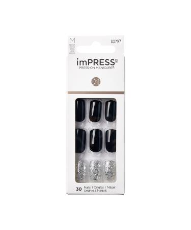 KISS IMPRESS PRESS-ON Manicure Destiny Medium square with PureFit technology contains cleaning pad mini file manicure sticks and 30 artificial nails