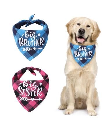 Urroma Rose Red and Lake Blue Plaid Dog Bandana Scarf 2 Packs Soft Cotton Dog Bandana Adjustable Triangle Pet Scarf for Small Medium Dogs Pets 2 PCs Blue Red