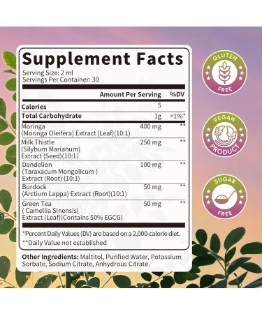 Catfit Milk Thistle Liver Detox Drops Liver Cleanse Detox & Repair with Moringa, Dandelion, Burdock & Green Tea Liquid Herbal Supplement for Liver Support & Liver Health, Vegan, 2 Fl Oz Natural Flavor 2 Fl Oz (Pack of 1) - Buy Online on GoSupps.com