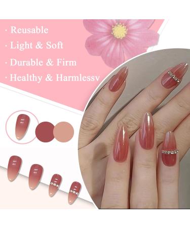 24-Piece Almond False Nails - French Pink Acrylic Press-On Nails for Women & Girls | Full Cover Ballerina Style - Buy Online on GoSupps.com