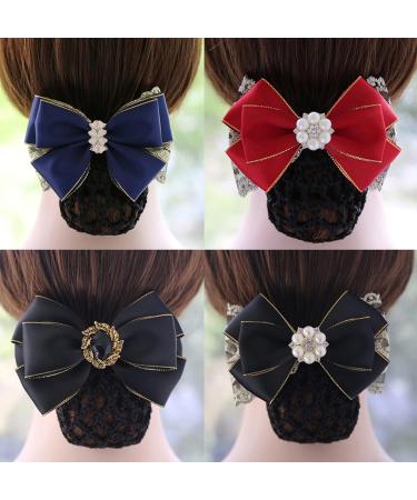 Professional Women's Hairnet Headwear Hair Bun Cover Net Hair Snood Bowknot Barrette Hair Accessories - Buy Online on GoSupps.com