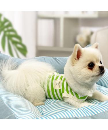 TONY HOBY Dog Summer Pajamas - Striped XL Dog Overall Without Sleeves in White & Green | International Shipping Available - Buy Online on GoSupps.com