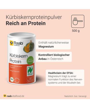 Raab Vitalfood Bio Pumpkin Seed Protein Powder - 59% Protein Vegan Organic 500g from Austria - Buy Online on GoSupps.com
