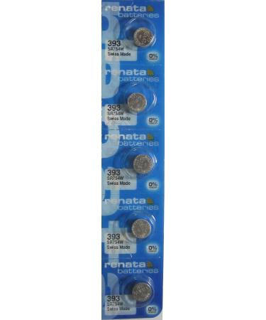 Strip of 5 Genuine Fresh Renata 393 SR754W Swiss Made Silver 1.55v Batteries