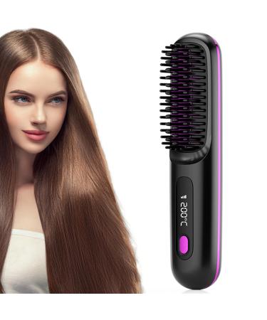 Cordless Hair Straightener 2x2x8'' Ceramic Fast Heating Portable Hair Straightener with Adjustable Temperature & 3D Comb Portable Flat Iron Type-C Charging Cordless Straightener