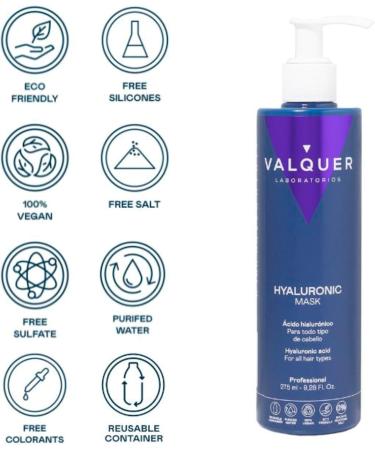 Valquer Hyaluronic Acid Mask. Extra hydration and vitality. For all hair types. Zero% - 275 ml - Buy Online on GoSupps.com