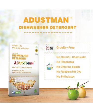 ECO Friendly Dishwasher Detergent Sheets - Natural Biodegradable Easy Use 60 Count | Perfect Gift for Moms - Buy Online on GoSupps.com