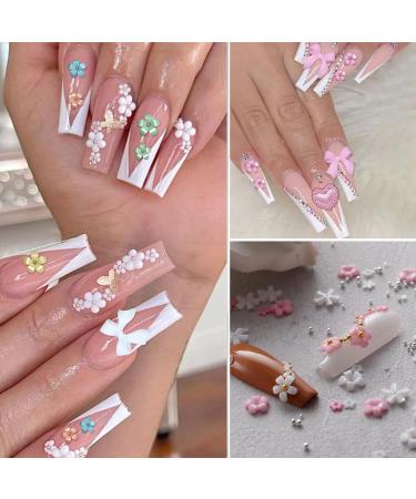 3D Color Tiny Flowers Nail Charms Kit - Acrylic Spring Blossom & Gold Caviar Beads | DIY Nail Art Decor Accessories - Buy Online on GoSupps.com