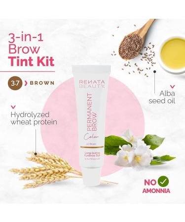 Renata Beauty Lash and Brow Tint Kit | Brown Dye Set with Cream Developer and Styling Brush | Long-Lasting Effect | 30 Applications - Buy Online on GoSupps.com