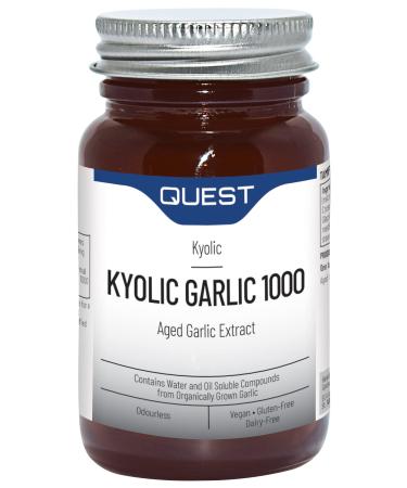 Quest Kyolic Garlic 1000mg Tablets: Odourless Aged Garlic Extract for Heart Immune Digestive & Cognitive Health - 60 Tablets Daily Dietary Supplement Garlic 60 Count (Pack of 1)