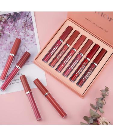 Mimore Matte Liquid Lipstick 6pcs/set - Long Lasting Waterproof Lip Gloss Kit in Black | Cosmetics Gift Set - Buy Online on GoSupps.com