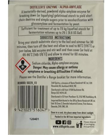 Still Spirits Lot de 3 Distillers Alpha Amylase Enzyme 12 g Haute Temp rature pour 25 L - Buy Online on GoSupps.com
