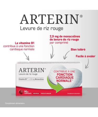 ARTERIN Red yeast rice 2.9 mg - Contributes to normal heart function* - Food supplement based on red yeast rice and*Vitamins B1-90 Tablets - Eco Pack - Buy Online on GoSupps.com