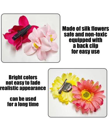 5 Pieces Of Double Orchid Hair Clips 2 Sunflower Hair Clips Artificial Flower Hair Clips Flower Metal Clips Flower Hair Accessories Flower Hair Cards Straw Hat Accessories - Buy Online on GoSupps.com