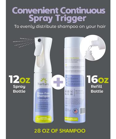 Nurture Valley Rinse Free Shampoo - Waterless Nourishing Spray | Fresh, Clean & Odor-Free Hair - 12 Oz Continuous Spray Bottle + 16 oz Refill - Buy Online on GoSupps.com