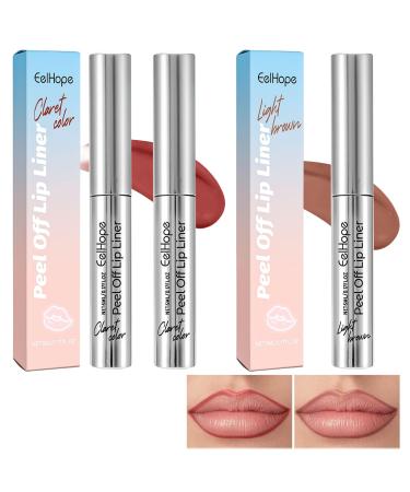 3 Pack Lip Tint, Peel Off, Safe and Moisturizing, Waterproof and Sweatproof, Long Lasting Makeup, Easy to Use (Burgundy, Light Brown)